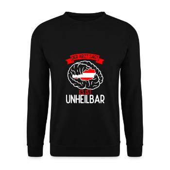 Der Arzt Sagt Austria Es Ist Unheilbar Österreich - Unisex Pullover - Schwarz - Vorne - Alina (178cm) & Michal (187cm)