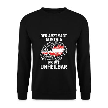 Der Arzt Sagt Austria Es Ist Unheilbar Österreich - Unisex Pullover - Schwarz - Vorne - Alina (178cm) & Michal (187cm)