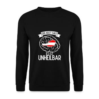Der Arzt Sagt Austria Es Ist Unheilbar Österreich - Unisex Pullover - Schwarz - Vorne - Alina (178cm) & Michal (187cm)