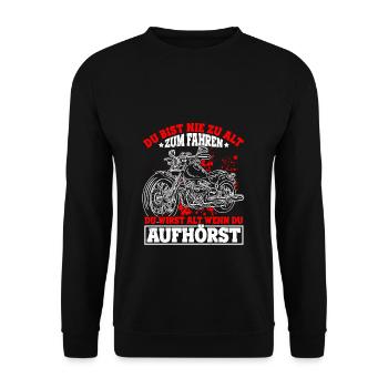 Motorradfahrer Biker Motorrad Geschenk Rentner Mot - Unisex Pullover - Schwarz - Vorne - Alina (178cm) & Michal (187cm)