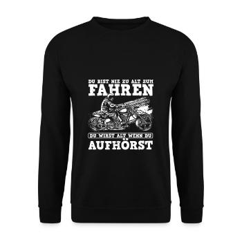 Motorradfahrer Biker Motorrad Geschenk Ruhestand R - Unisex Pullover - Schwarz - Vorne - Alina (178cm) & Michal (187cm)