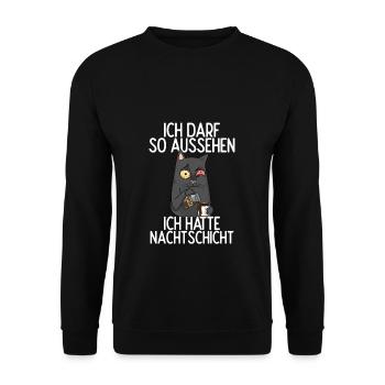 Ich Darf So Aussehen Ich Hatte Nachtschicht Kaffee - Unisex Pullover - Schwarz - Vorne - Alina (178cm) & Michal (187cm)
