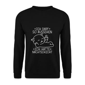 Nachtschicht Nachtdienst Arbeit Geschenk Humor Arb - Unisex Pullover - Schwarz - Vorne - Alina (178cm) & Michal (187cm)