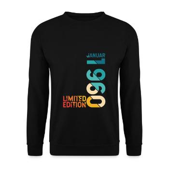 Edition limitée Janvier 1960 Année du cadeau de naissance 1 - Sweat-shirt Unisexe - noir - Devant - Alina (178cm) & Michal (187cm)