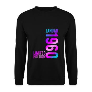 Edition limitée Janvier 1960 Année du cadeau de naissance 1 - Sweat-shirt Unisexe - noir - Devant - Alina (178cm) & Michal (187cm)