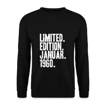 Limited Edition Januar 1960 Geburtsjahr Geschenk 1 - Unisex Pullover - Schwarz - Vorne - Alina (178cm) & Michal (187cm)