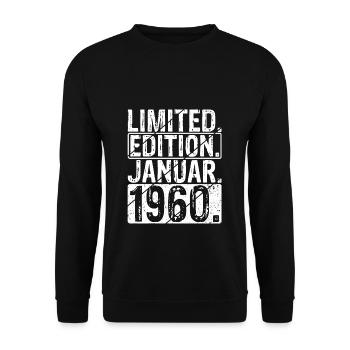 Limited Edition Januar 1960 Geburtsjahr Geschenk 1 - Unisex Pullover - Schwarz - Vorne - Alina (178cm) & Michal (187cm)