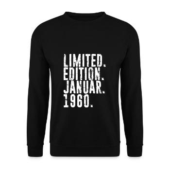 Limited Edition Januar 1960 Geburtsjahr Geschenk 1 - Unisex Pullover - Schwarz - Vorne - Alina (178cm) & Michal (187cm)