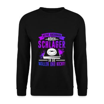Schlager Schlagermusik Musik Schlagerparty Schlage - Unisex Pullover - Schwarz - Vorne - Alina (178cm) & Michal (187cm)