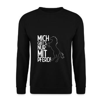 Mich Gibt's Nur Mit Pferd Reitsport Reiter Reiteri - Unisex Pullover - Schwarz - Vorne - Alina (178cm) & Michal (187cm)