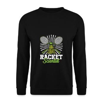 Badminton Geschenk Federball Racket Scientist - Unisex Pullover - Schwarz - Vorne - Alina (178cm) & Michal (187cm)