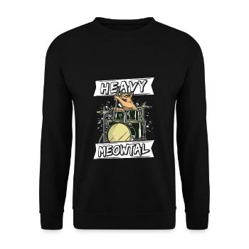 Heavy Meowtal Cat Heavy Metal Rock Headbanger Ca - Sweat-shirt Unisexe - noir - Devant - Alina (178cm) & Michal (187cm)