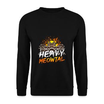 Heavy Meowtal Cat Heavy Metal Rock Cat Drums - Unisex Sweatshirt - black - Front - Alina (178cm) & Michal (187cm)