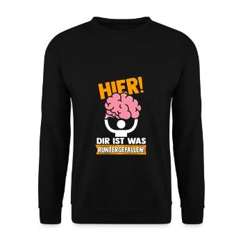 Strich Figur Gehirn Runtergefallen Dummkopf Lustig - Unisex Pullover - Schwarz - Vorne - Alina (178cm) & Michal (187cm)