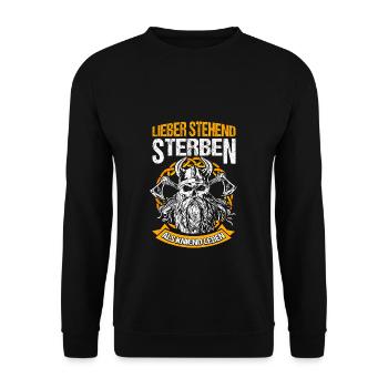 Better to die standing than to live kneeling Rocker Bik - Unisex Sweatshirt - black - Front - Alina (178cm) & Michal (187cm)