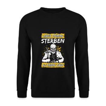 Better to die standing than to live on your knees tattoo deu - Unisex Sweatshirt - black - Front - Alina (178cm) & Michal (187cm)