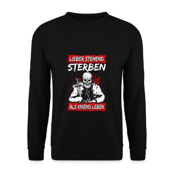Better to die standing than to live kneeling Rocker Bik - Unisex Sweatshirt - black - Front - Alina (178cm) & Michal (187cm)