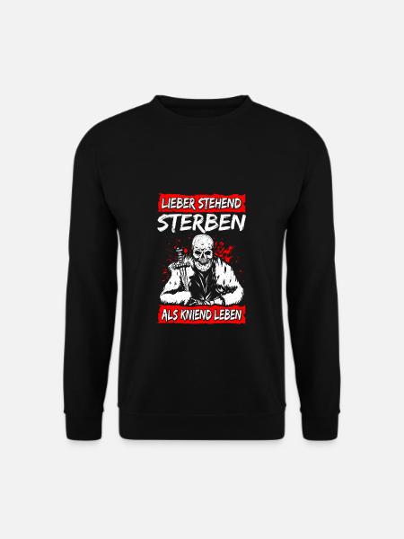 Lieber Stehend Sterben Als Kniend Leben Rocker Bik - Unisex Pullover - Schwarz