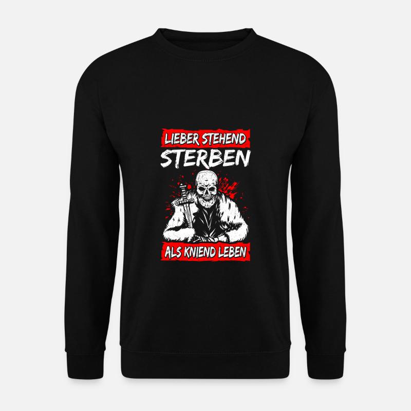 Lieber Stehend Sterben Als Kniend Leben Rocker Bik - Unisex Pullover - Schwarz