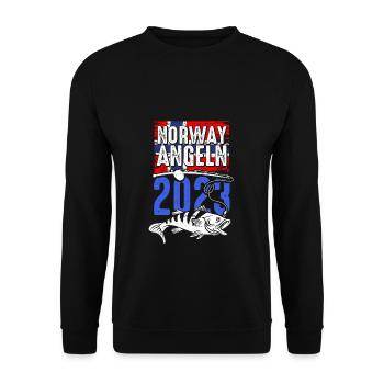 Angeltour Norwegen Fischer Angelteam Karpfen Angle - Unisex Pullover - Schwarz - Vorne - Alina (178cm) & Michal (187cm)