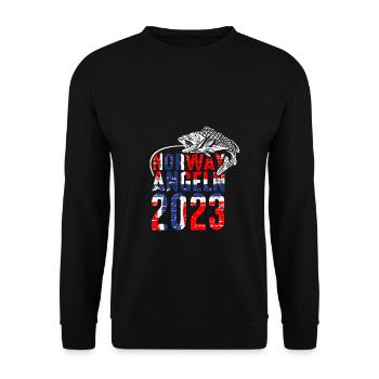 Angeltour Norwegen Angelteam Angelausflug Natur Fi - Unisex Pullover - Schwarz - Vorne - Alina (178cm) & Michal (187cm)