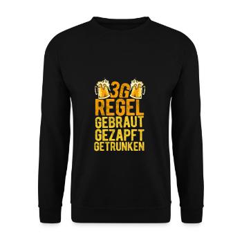 3G-Regel Gebraut Gezapft Getrunken Prost Bier Zapf - Unisex Pullover - Schwarz - Vorne - Alina (178cm) & Michal (187cm)