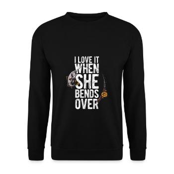 I Love It When She Bends Over! Fischer Natur Meer - Unisex Pullover - Schwarz - Vorne - Alina (178cm) & Michal (187cm)