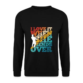 I Love It When She Bends Over! Fischer Natur Angel - Unisex Pullover - Schwarz - Vorne - Alina (178cm) & Michal (187cm)
