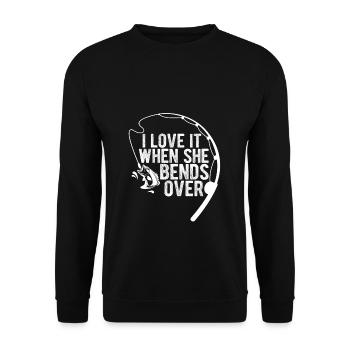 I Love It When She Bends Over! Fischer Natur Meer - Unisex Pullover - Schwarz - Vorne - Alina (178cm) & Michal (187cm)