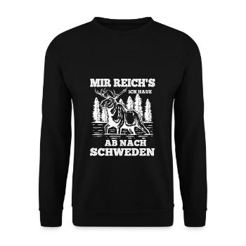 Auswandern Schweden Rente Urlaub Skandinavien Angl - Unisex Pullover - Schwarz - Vorne - Alina (178cm) & Michal (187cm)