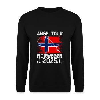 Angeltour Norwegen Angelteam Angelausflug Natur Fi - Unisex Pullover - Schwarz - Vorne - Alina (178cm) & Michal (187cm)