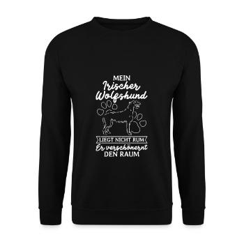 Mein Irischer Wolfshund Liegt Nicht Rum Verschöner - Unisex Pullover - Schwarz - Vorne - Alina (178cm) & Michal (187cm)
