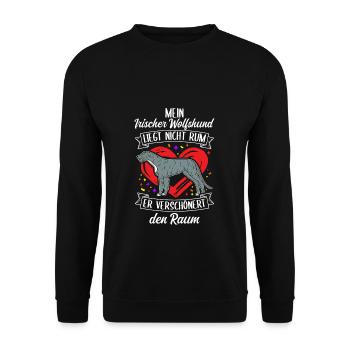 Mein Irischer Wolfshund Liegt Nicht Rum Verschöner - Unisex Pullover - Schwarz - Vorne - Alina (178cm) & Michal (187cm)
