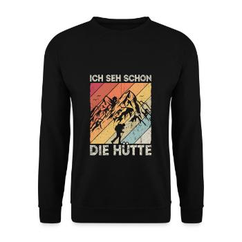 Berghütte Bergsteiger Klettern Natur Alpen Berglie - Unisex Pullover - Schwarz - Vorne - Alina (178cm) & Michal (187cm)