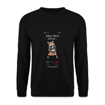 Pferd Reiter Pferdefan Pony Voltigieren Pferdespor - Unisex Pullover - Schwarz - Vorne - Alina (178cm) & Michal (187cm)