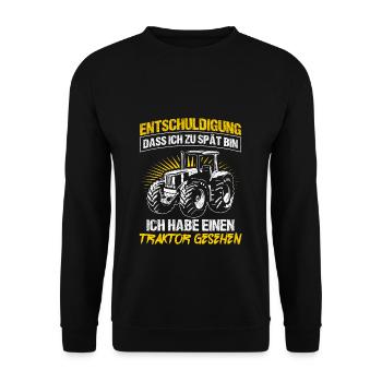 Landwirt Traktor Trecker Bester Job Natur Spruch B - Unisex Pullover - Schwarz - Vorne - Alina (178cm) & Michal (187cm)