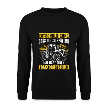 Landwirt Traktor Trecker Bester Job Natur Spruch B - Unisex Pullover - Schwarz - Vorne - Alina (178cm) & Michal (187cm)