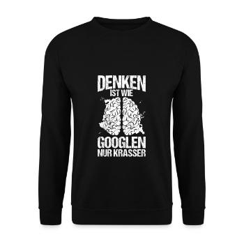 Denken Ist Wie Googlen Nur Krasser Gehirn Informat - Unisex Pullover - Schwarz - Vorne - Alina (178cm) & Michal (187cm)
