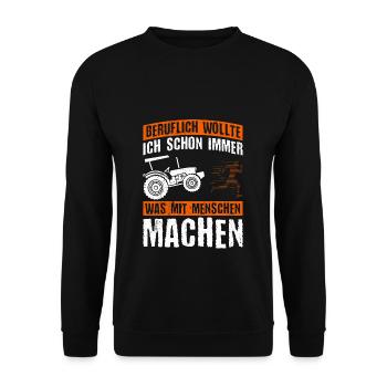 Beruf Landwirt Traktor Halloween Landwirt Spruch B - Unisex Pullover - Schwarz - Vorne - Alina (178cm) & Michal (187cm)