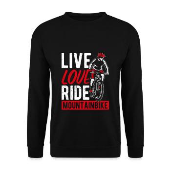 Live Love Ride VTT Fans De Vélo Roue VTT B - Sweat-shirt Unisexe - noir - Devant - Alina (178cm) & Michal (187cm)
