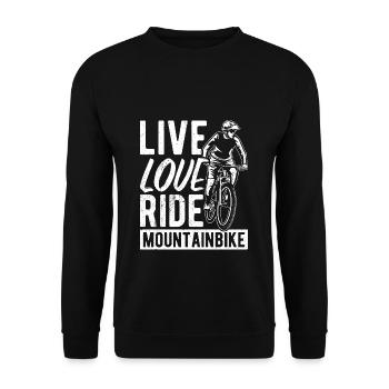 Live Love Ride VTT Fans De Vélo Roue VTT L - Sweat-shirt Unisexe - noir - Devant - Alina (178cm) & Michal (187cm)