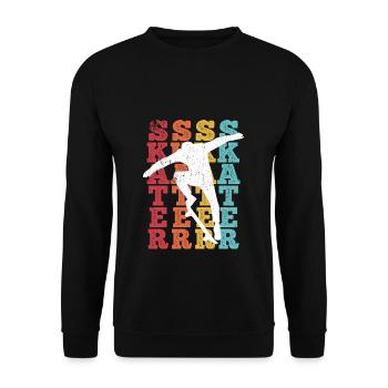 Skateboard Skateboarding Skater Vintage Retro Boar - Sweat-shirt Unisexe - noir - Devant - Alina (178cm) & Michal (187cm)