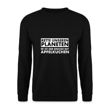Rette unseren Planeten. Er ist der Einzige mit... - Unisex Pullover - Schwarz - Vorne - Alina (178cm) & Michal (187cm)