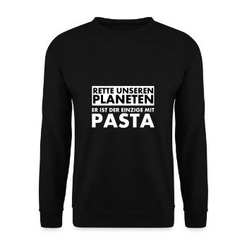 Rette unseren Planeten. Er ist der Einzige mit... - Unisex Pullover - Schwarz - Vorne - Alina (178cm) & Michal (187cm)