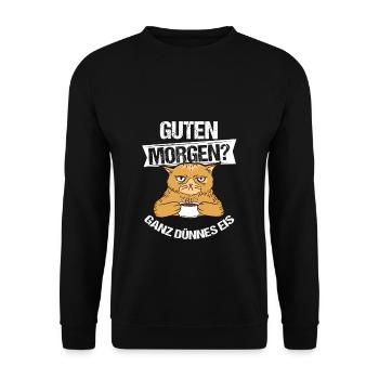 Katze Guten Morgen Kaffee Katzenmama Katzenbesitze - Unisex Pullover - Schwarz - Vorne - Alina (178cm) & Michal (187cm)