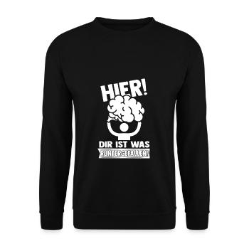 Strich Figur Gehirn Runtergefallen Dummkopf Lustig - Unisex Pullover - Schwarz - Vorne - Alina (178cm) & Michal (187cm)