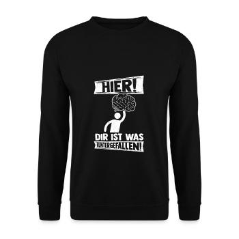 Strich Figur Gehirn Runtergefallen Lustig Spaß Dum - Unisex Pullover - Schwarz - Vorne - Alina (178cm) & Michal (187cm)
