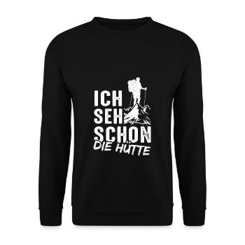 Mountain Hut Mountaineer Climbing Nature Mountains Hiking - Unisex Sweatshirt - black - Front - Alina (178cm) & Michal (187cm)
