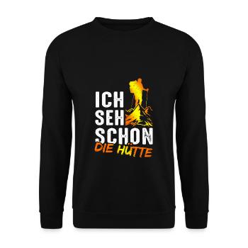 Mountain Hut Mountaineer Climbing Alps Hiking Mountains - Unisex Sweatshirt - black - Front - Alina (178cm) & Michal (187cm)