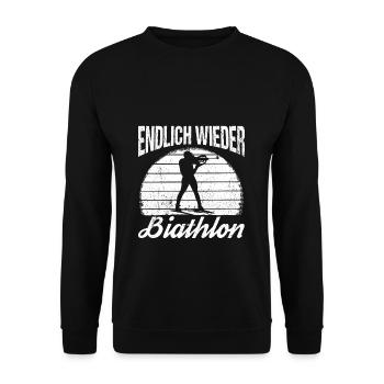 Endlich Wieder Biathlon Biathlet Skifahrer Berglie - Unisex Pullover - Schwarz - Vorne - Alina (178cm) & Michal (187cm)